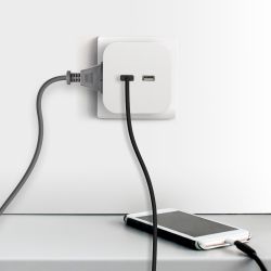 Разветвитель электрический ЭРА SP-4-USB-W на 4 розетки + 2xUSB 2400mA без заземления 10А белый | Электротовары