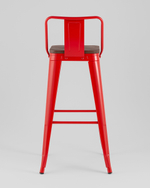 Стул барный TOLIX со спинкой красный глянцевый + темное дерево KD