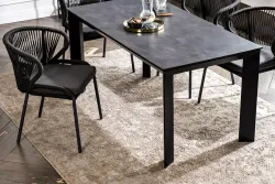 "Венето" обеденная группа на 4 персоны со стульями "Милан", каркас темно-серый, роуп темно-серый