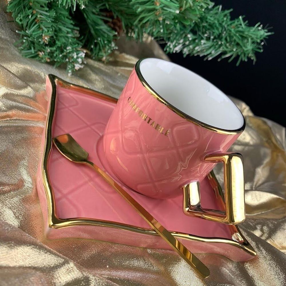 Lenardi 106-117 Чашка 210 мл с блюдцем и ложкой в под.уп.(х36)Фарфор