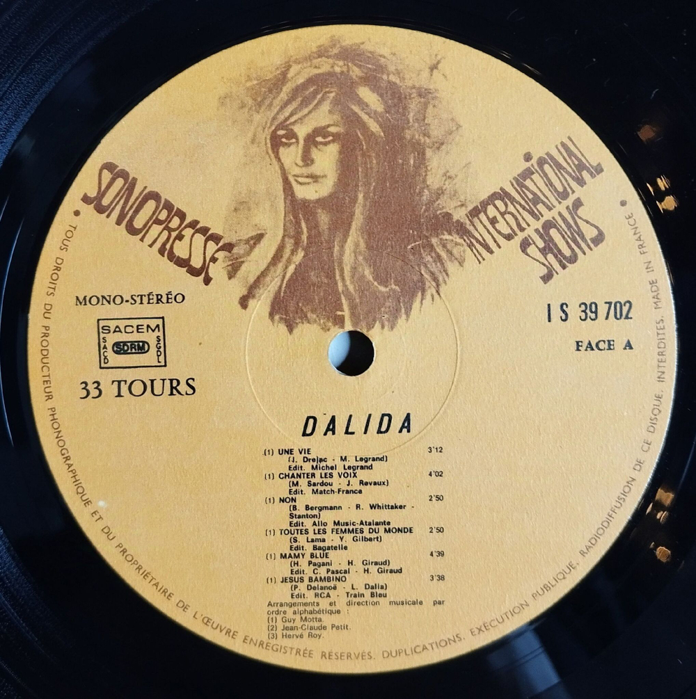 Винтажная виниловая пластинка LP Dalida Une Vie (France 1971)