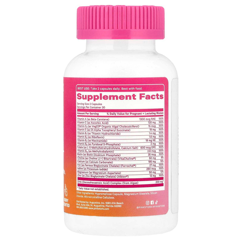Pink Stork, Total Prenatal + DHA, ягодный, 60 капсул