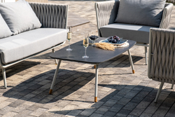 "Монако" лаунж-зона 4-местная из роупа со столом "Верона" (серый гранит), каркас светло-серый, роуп светло-серый