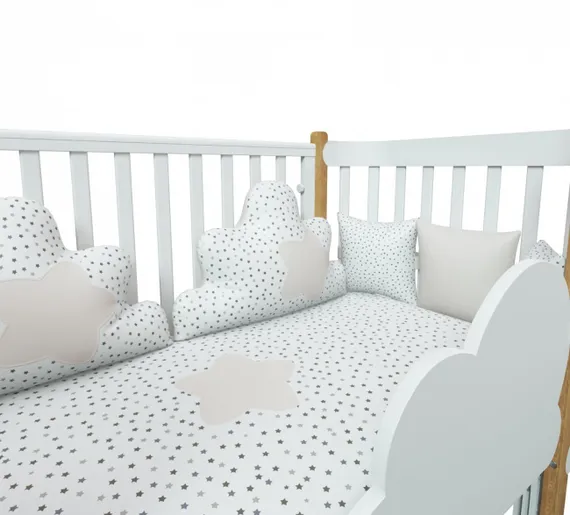 Набор в кровать для новорожденных Lollycottons Облака, Кремовый