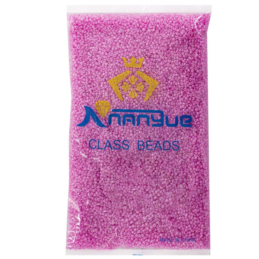 Бисер Alingar размер №12 вес 450 гр., розовый перламутровый, непрозрачный, пакет