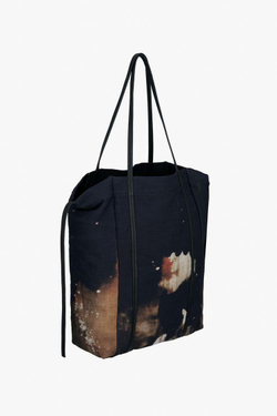 ZARA СУМКА ДЛЯ ПОКУПОК С ПРИНТОМ, ЧЕРНЫЙ