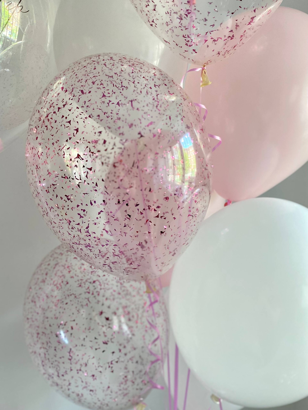 Воздушные шары на выписку дочери из роддома облака розовый/белый №3379