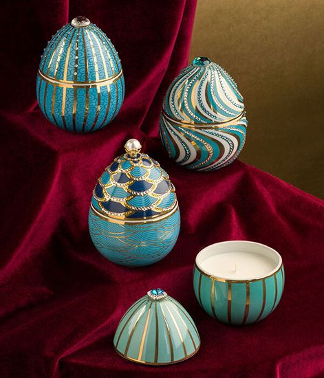 Espiral blue, свеча Bois de Russie Helicoidal Egg, Ladenac Milano