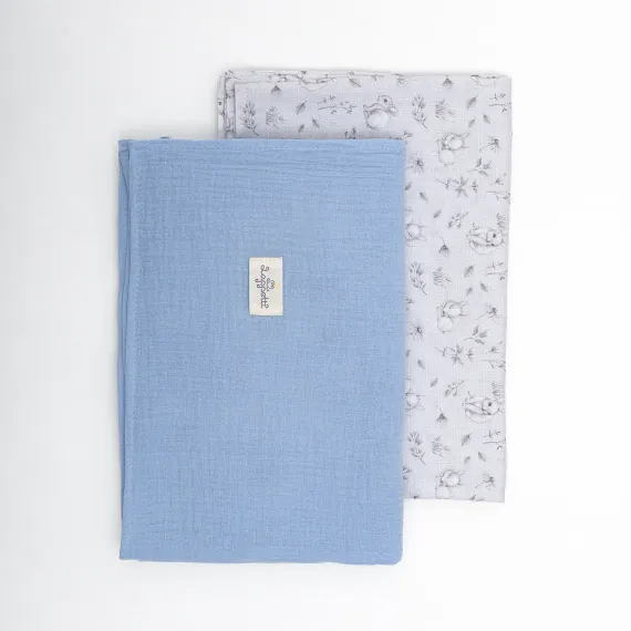 Набор муслиновых пеленок Lollycottons Кролик Лаппин, Голубой