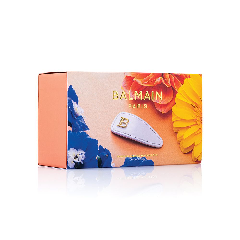 Balmain Hair Couture Заколка-клип Лист кожаная, белая Limited Edition Printemps Leather Snap Hair Clip