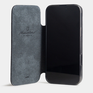 Чехол-книжка кожаная для iPhone 16 Pro Max, теленок черного цвета