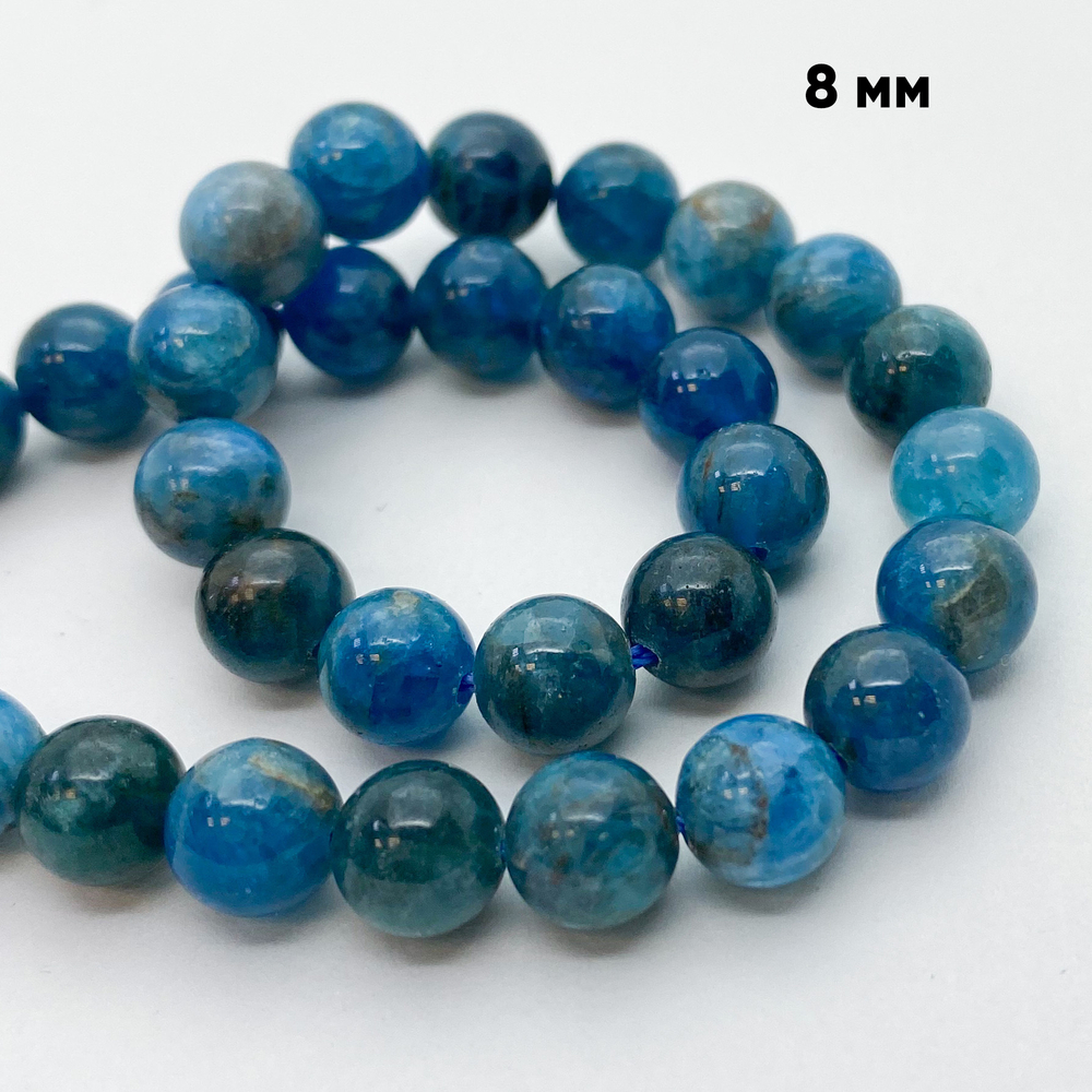 Бусины Апатит, диаметр 7,8-8,1 мм, цена за 12 шт (1/4 нити)