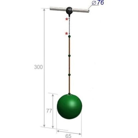 Качели-шар высотой 300 см, диаметр крепления на трубу 76 мм