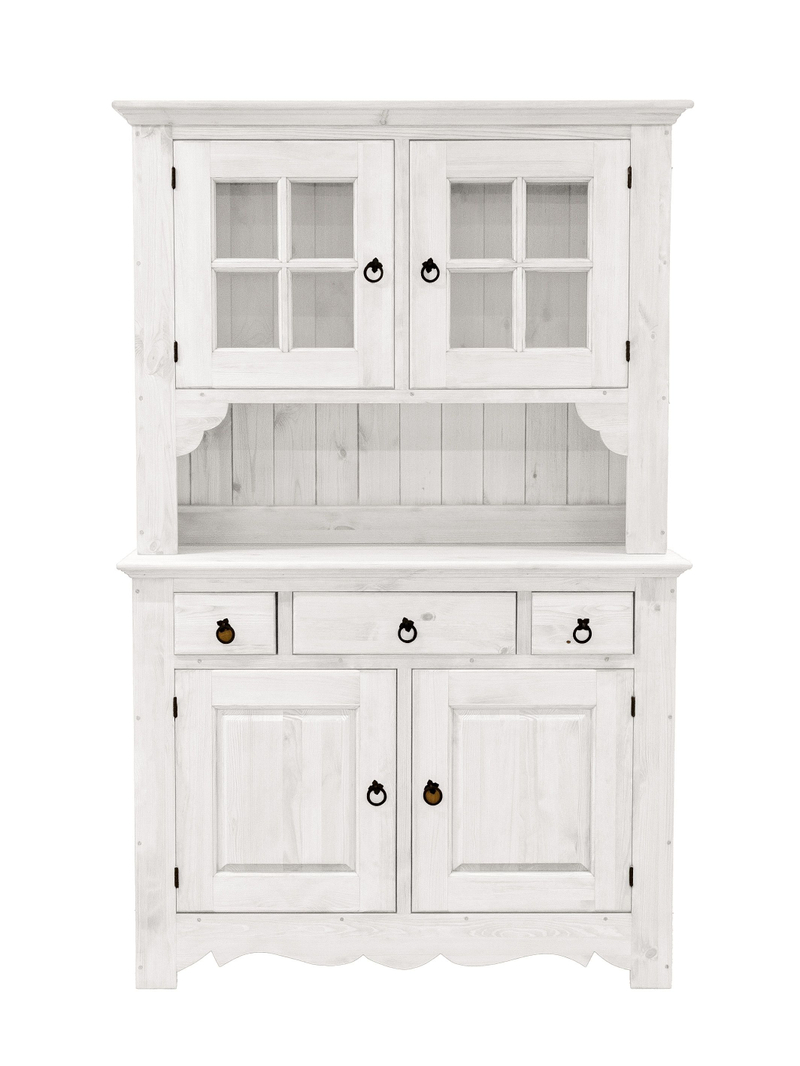 Тумба 125х48х96, Прованс, напольная, с ящиком для вещей, нижняя часть буфета, под витрину, для кухни, массив дерева, белый, Dipriz