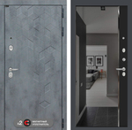 Дверь Входная Лабиринт Бетон С зеркалом Панорама Черный кварц с тонировкой,