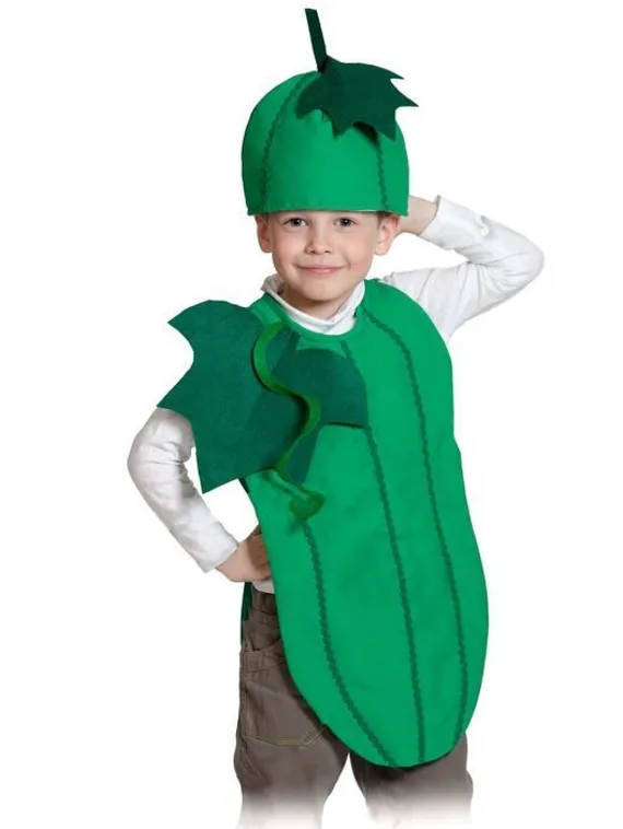 Карнавальный костюм "Огурец", текстиль, накидка и маска-шапочка, рост 98-128 см