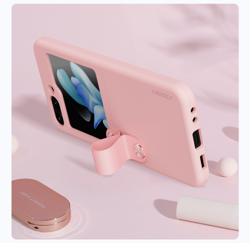 Чехол светло-персиковый (Light Peach) с мягким силиконовым покрытием от Nillkin для Samsung Galaxy Z Flip 5, серия Flex Flip