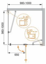 Душевой уголок Cezares Elena 100x100 R ELENA-W-A-12-100-P-Cr-R профиль Хром стекло рифленое