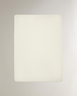Zara Home плед детский из хлопка, экрю, 90x120 см