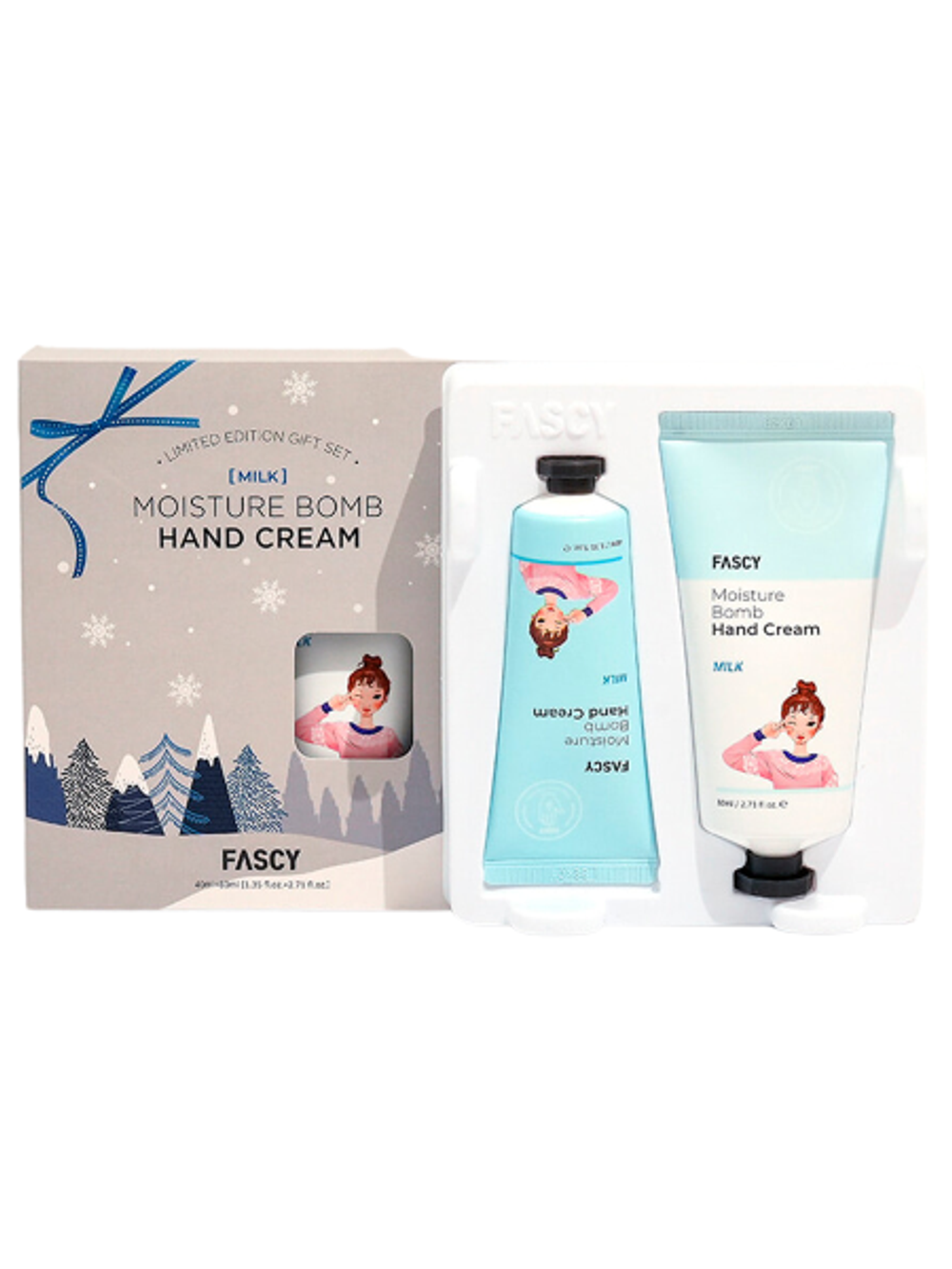 Набор кремов для рук с молочными протеинами FASCY Moisture Bomb Hand Cream Set Milk 80 мл+40 мл