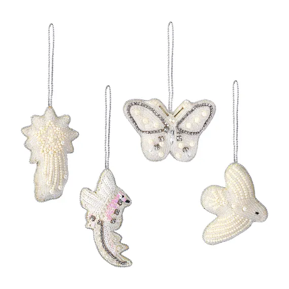 Набор из 4 украшений, 10 см, бисер