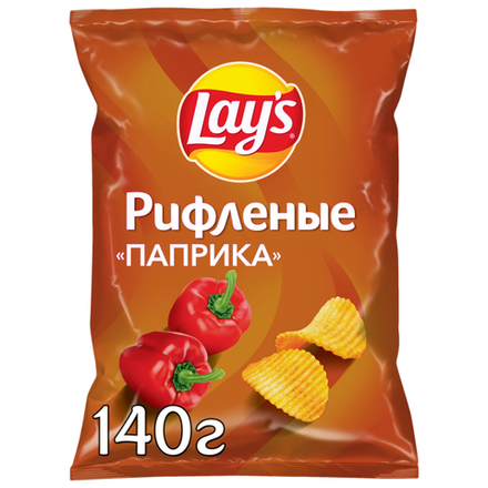 Чипсы картофельные LAY'S Рифленые паприка 140гр