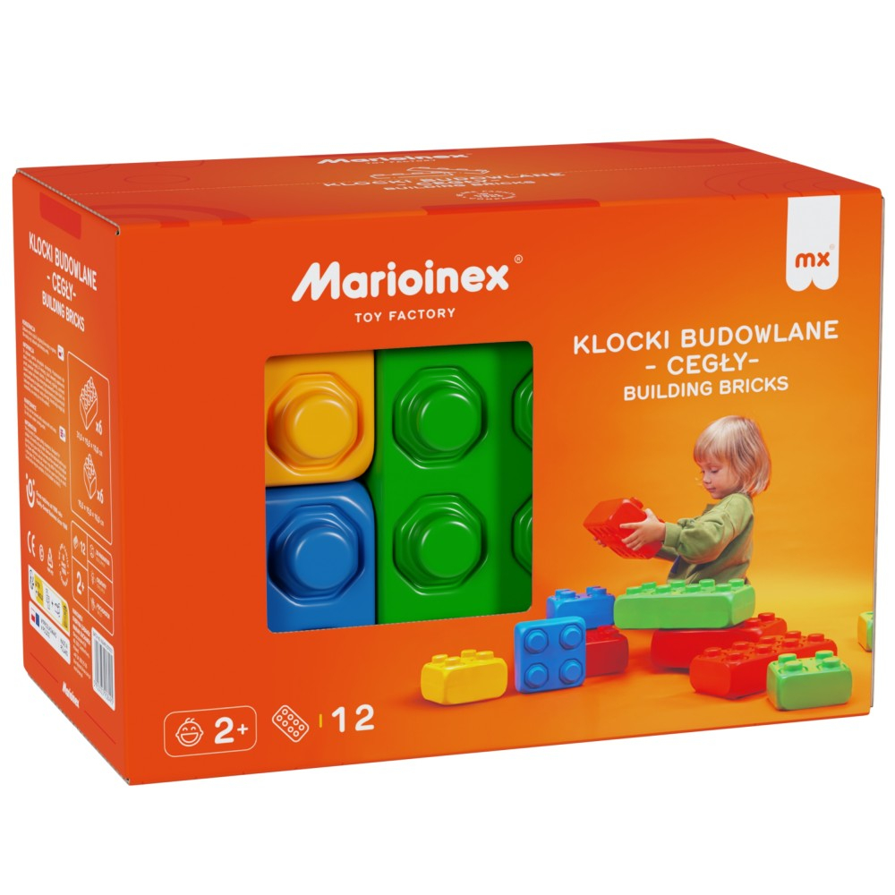 Конструктор Marioinex 908495 Крупные строительные кирпичи 12 деталей арт. 908495 / Конструктор Мариоинекс — фото 1
