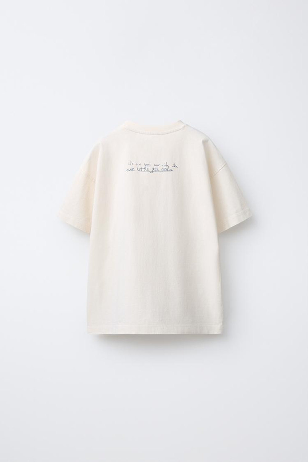 ZARA ФУТБОЛКА С НАДПИСЬЮ, КРЕМОВЫЙ