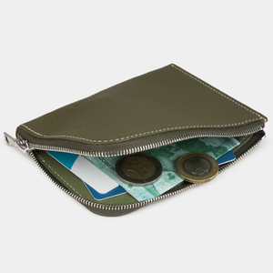Кошелек кожаный, теленок зеленого цвета