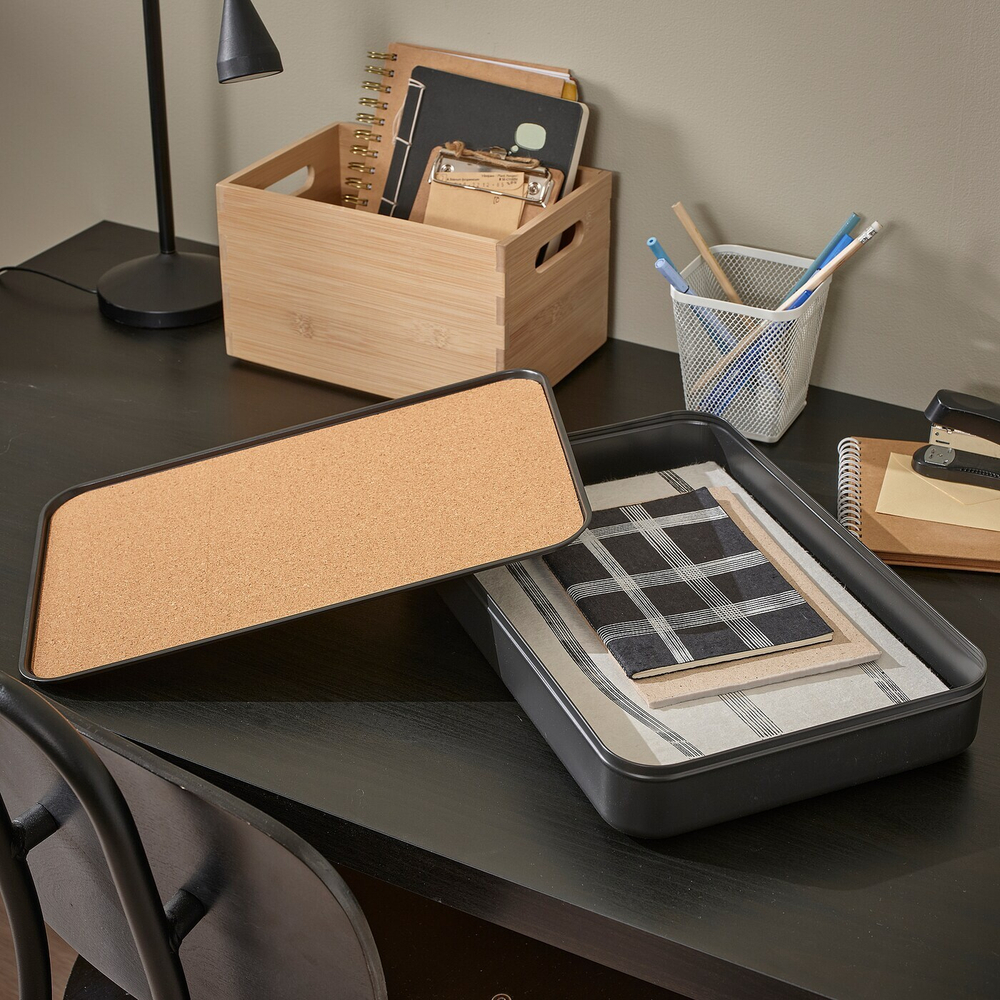 Коробка с крышкой IKEA HARVMATTA (ХАРВМАТТА), Антрацит, 24x35x6 см