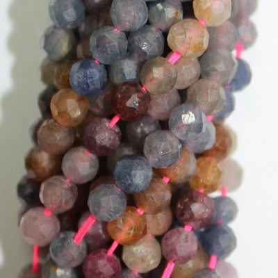 Сапфир микс юв. огранка бусины 4мм