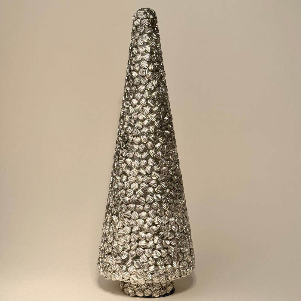 Декор Елка 40*14*14см, стекло, серебрянные листики