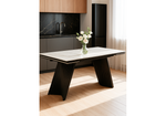 Керамический стол Woodville Вейв 140(200)х80 белый мрамор snow white, черный