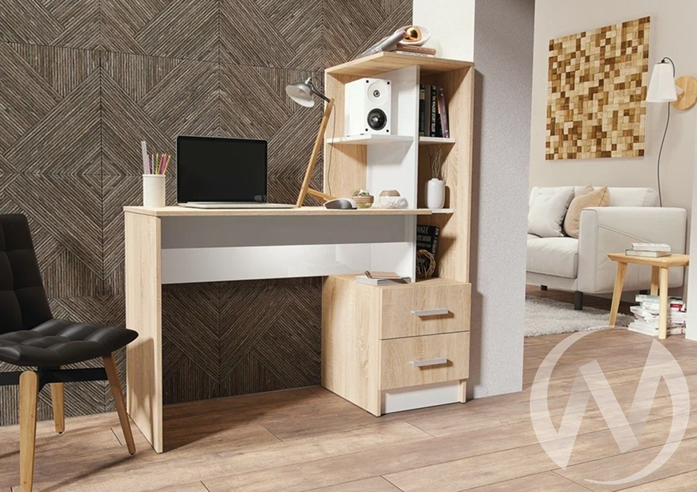 Стол компьютерный №2 (УПКФ) (Дуб сонома/Белый ФВ)