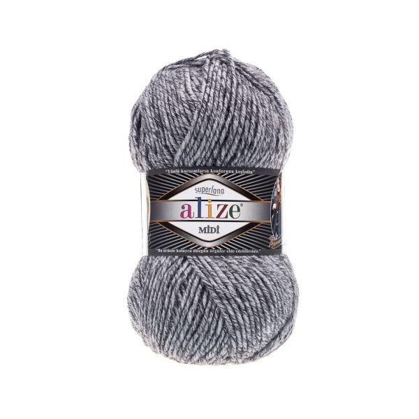 Пряжа Alize (Ализе) Superlana Midi / уп.5 мот. по 100 г, 170м, 801 серый жаспе A