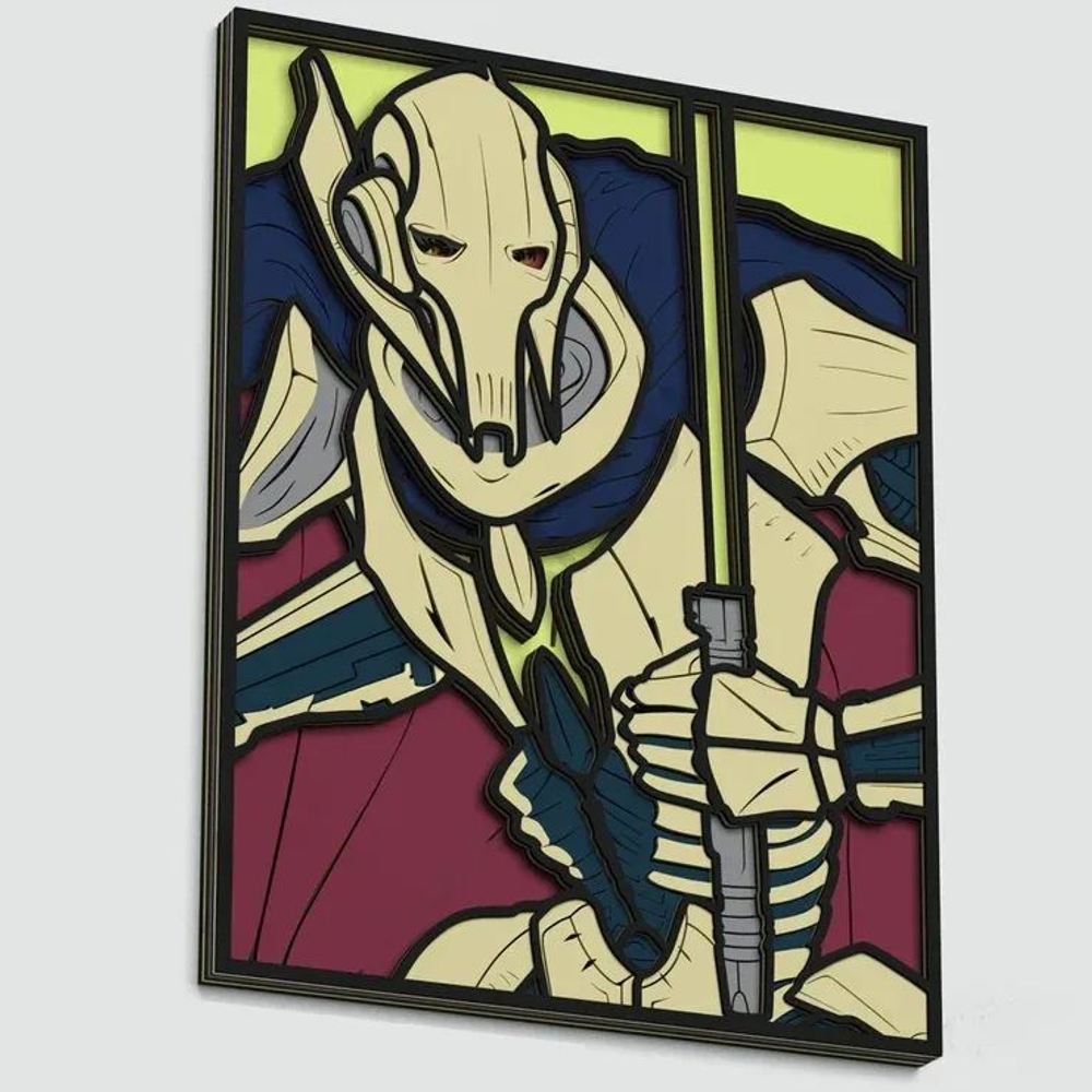 Декоративное панно из дерева Генерал Гривус, 90x69 см