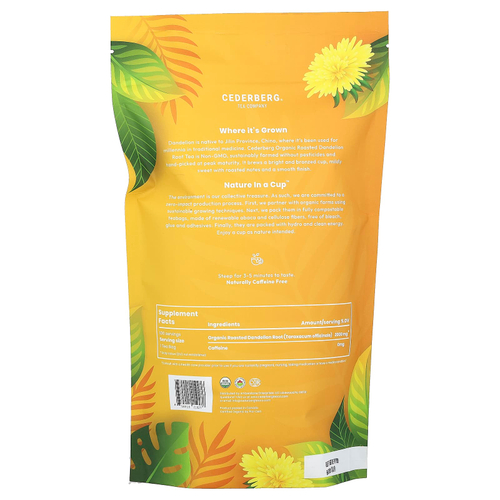 Cederberg Tea Co, органический корень одуванчика, без кофеина, 100 натуральных чайных пакетиков, 200 г (7 унций)