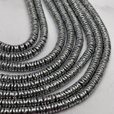 гвол6-с Гематит синт. волна, 6*2мм, серебро, 19см