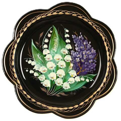 Жостовский поднос декоративный, размер 18 см (A1), металлический