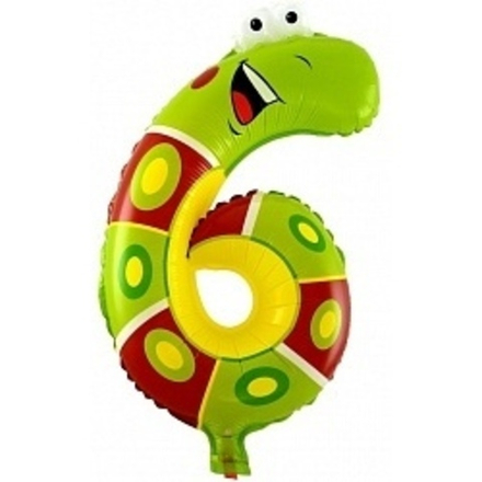Шар с клапаном (16"/41 см) Цифра, 6 Гусеница