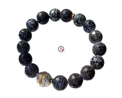 Браслет из чёрного агата 12 мм