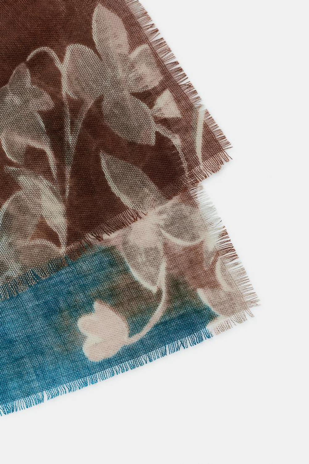 ZARA ШАРФ С ЦВЕТОЧНЫМ ПРИНТОМ, СИНИЙ