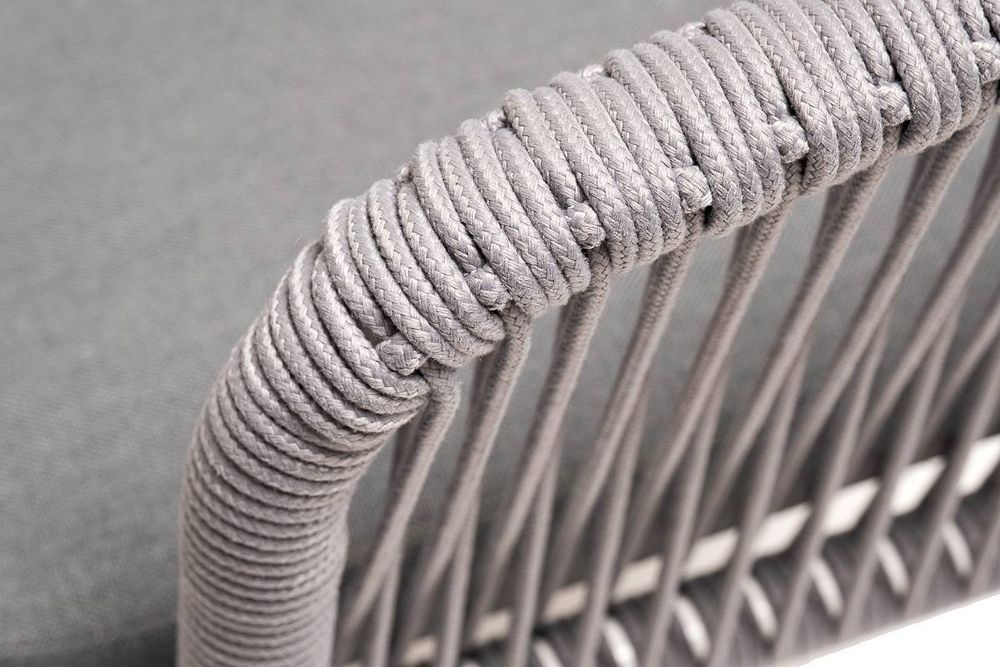 "Малага" обеденная группа на 6 персон со стульями "Марсель", каркас белый, роуп светло-серый