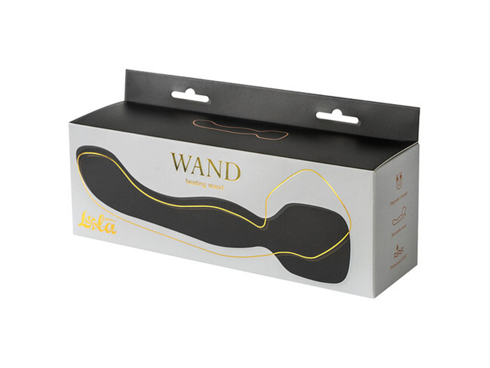Нагревающийся двусторонний вибромассажер Heating Wand Black (Цвет: черный)