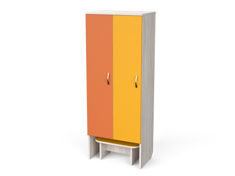 Модульный детский шкаф для одежды с отсеком для скамьи