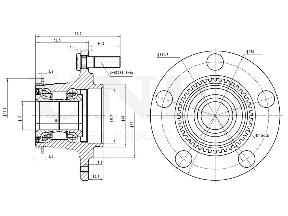 Ступица задняя (с ABS) UNIO HUB-20230