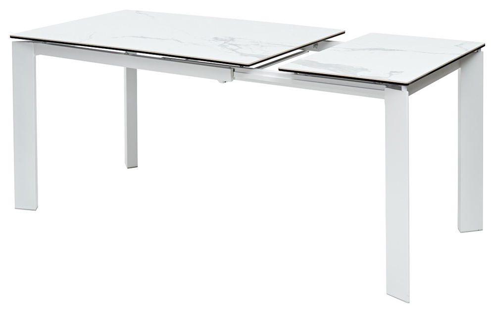 Стол CORNER 120 MATTE STATUARIO Белый мрамор матовый керамика, стекло/ белый каркас, ®DISAUR