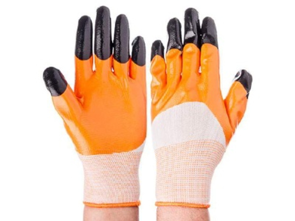 Перчатки нейлоновые "Черный Пальчик" полный облив Оранжевые (уп-12шт)   Х