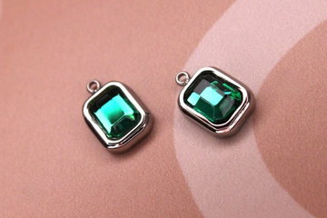 Подвеска морская волна кристалл 9х14 мм родий