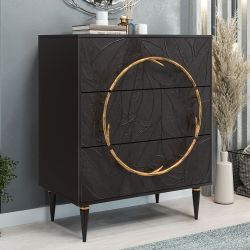 Комод Арт Колор leaves Классик Голд с 3 ящиками Терпкий коричневый